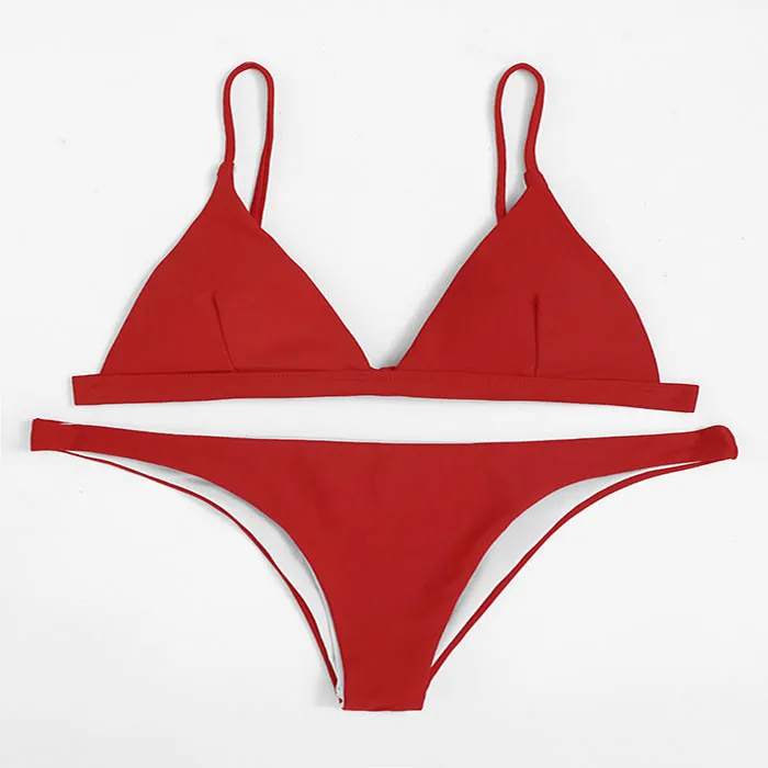 Shine Red High Leg Bikinis Woman Swimwear 2018 Brazilian Women's Summer ...