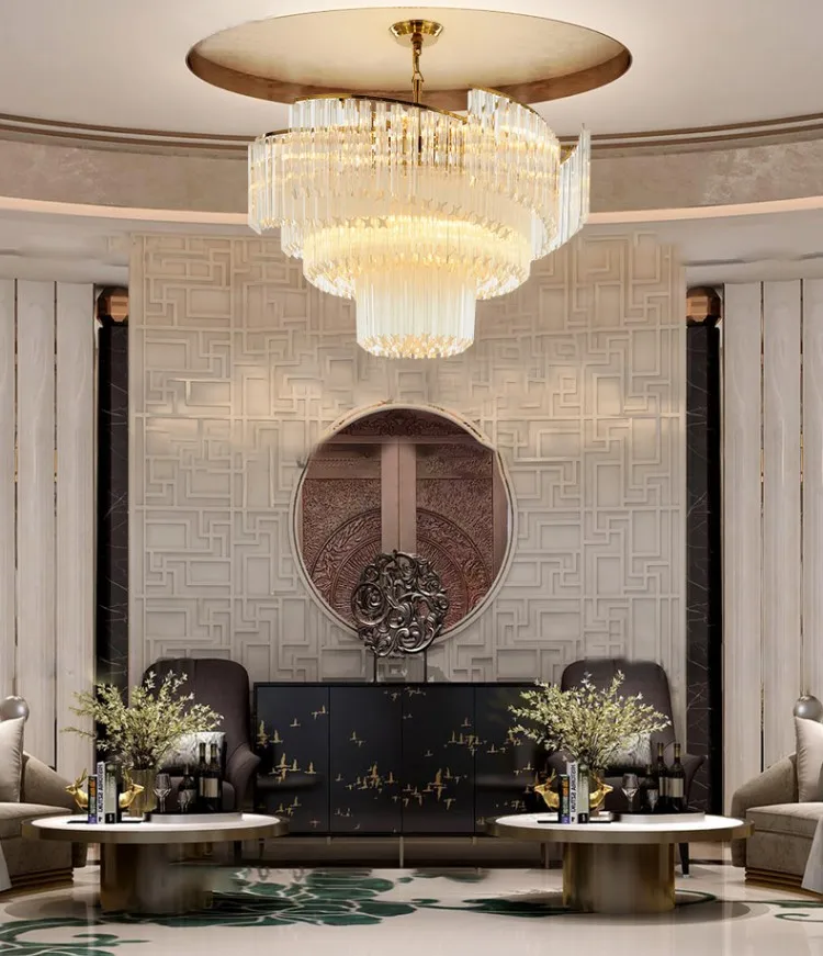 Hotel lobby Villa Banquet hall Stainless steel K9 Postmodern Crystal Chandelier Lighting