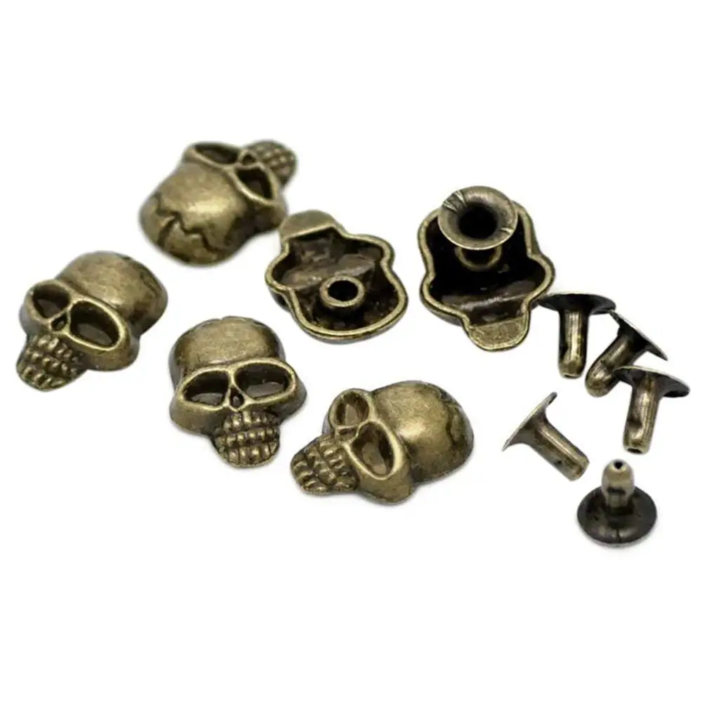 SODIAL(R) 50 Sets Bronze Tone Skull Spike Rivet Studs Spots 16x12mm(5/8x4/8inch), 7mm(2/8inch)