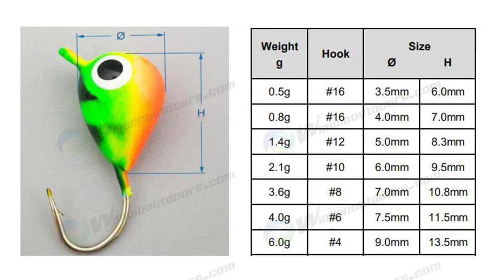 5mm Tungsten Ice Fishing Jigs 10 Pack Blank for painting Japanese hook sz #10 