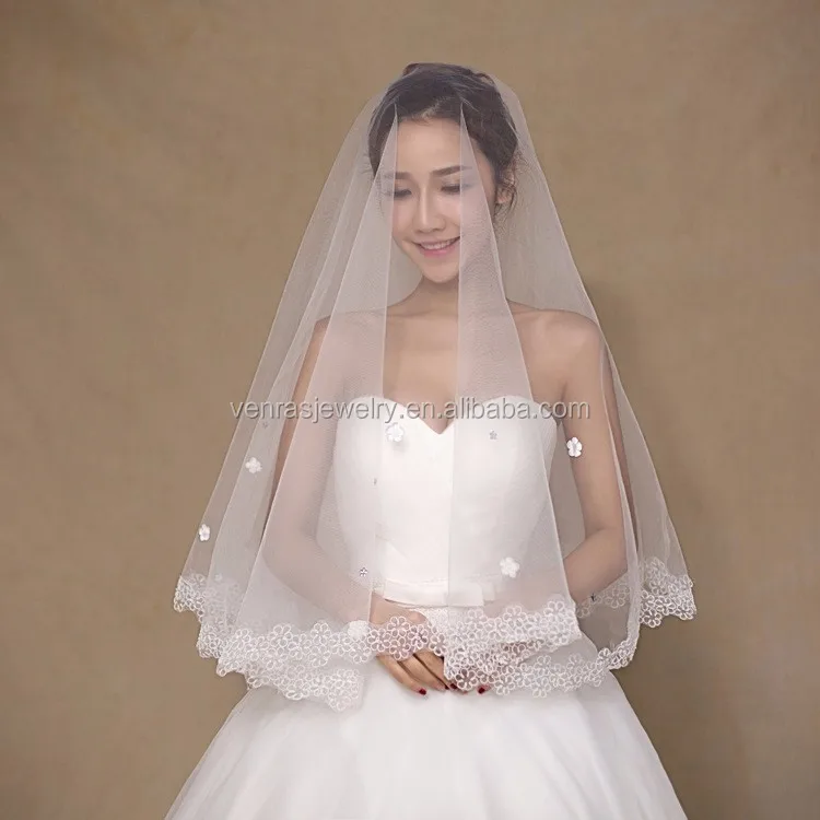 Hot Sale Appliquewedding Veils Trim 1.5m Long Bridal Veil 2017 High