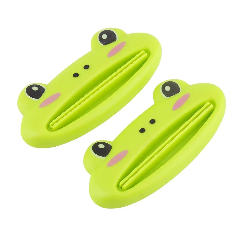 Zerone Toothpaste Squeezer,Cartoon Animal Toothpaste Tube Squeezer Easy Squeeze Paste Dispenser Bathroom Tube Rolling Holder Pack of 2 (Green Frog)