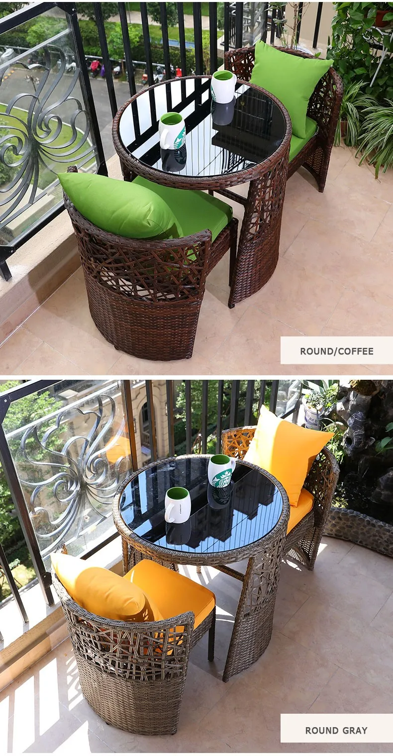 Outdoor Furniture Space-saving Pe Rattan Garden Chairs Balcony Table