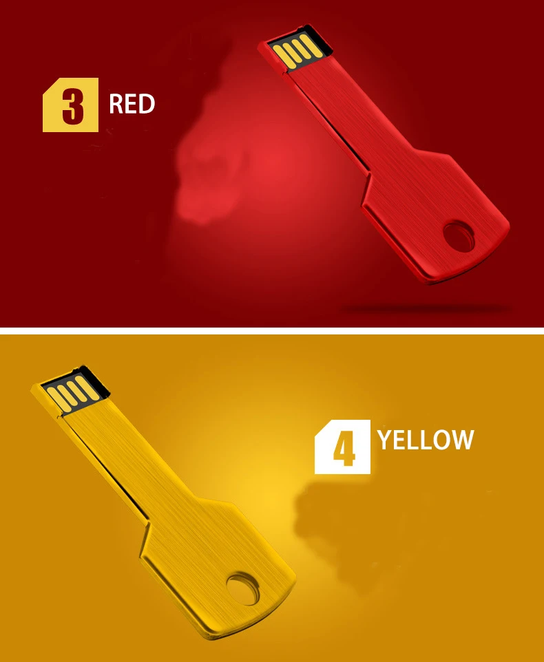 Hot Sale Metal Key Shaped Usb Flash Drive 2GB 4GB 8GB 16GB 32GB 64GB Memoria Stick With Custom Logo - ANKUX.COM