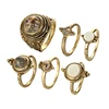 New Wholesale Vintage Women Agate Geometric Punk Knuckle Ring Set