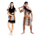 Adult Men Women Jungle Caveman Cosplay Carnival Costumes Stone Age Stag Halloween Costume Female Party