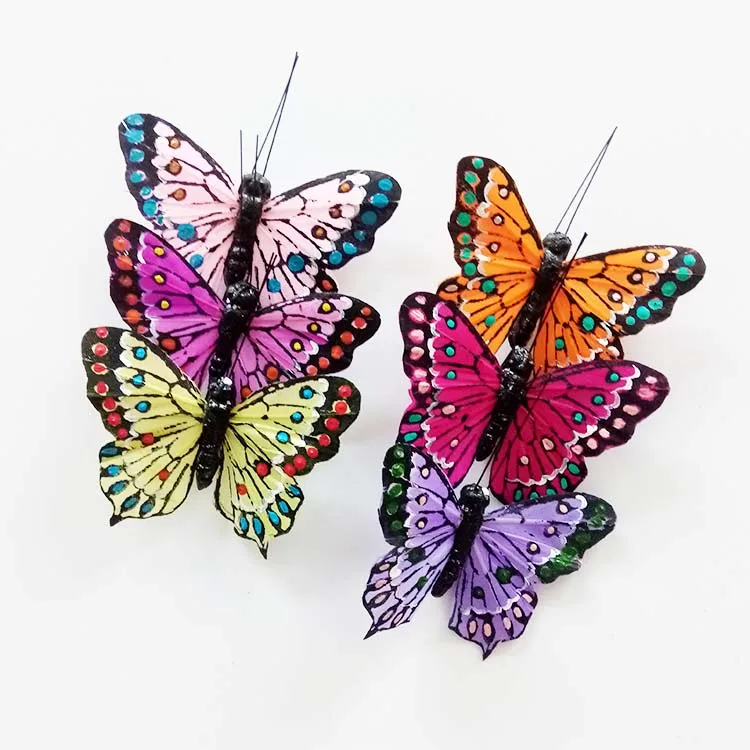 Assorted Colors Artificial Butterfly Wire Butterflies For Wedding 