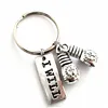 Boxing Gloves Keychain i will charm Key Ring, Gifts for Boxers Jewelry silver tone