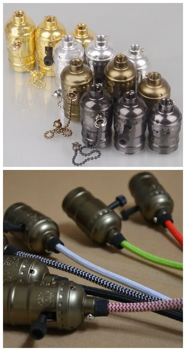 Electric Ceiling Lamp Holder E27 Metal Color Lamp Holder With Pull