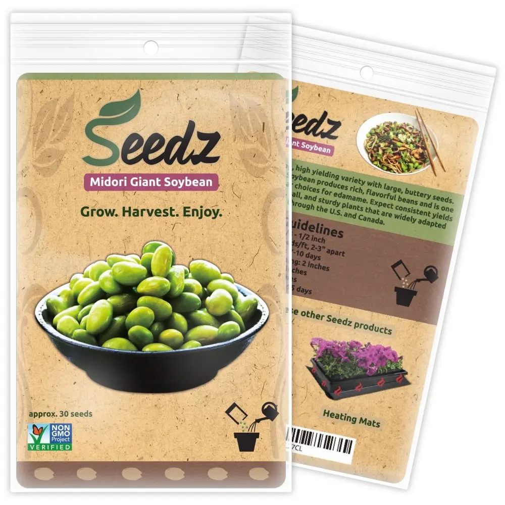 CERTIFIED ORGANIC SEEDS (Appr. 30) - Midori Giant Soybean Seeds - Open Pollinated Vegetable Seeds - Organic, Non Hybrid Garden Seeds - USA