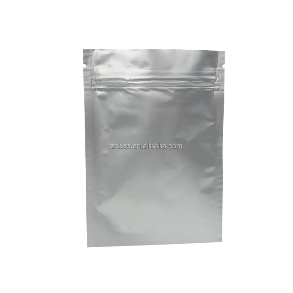 High Quality Aluminum Foil Pure Zip Lock Bags Three Side Seal Zipper