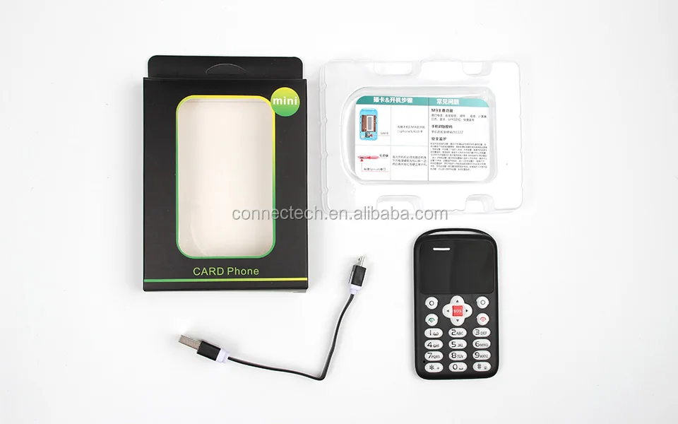 Unlocked Single Sim Card 0.96 Inch Mini Size Credit Card Mobile Phone