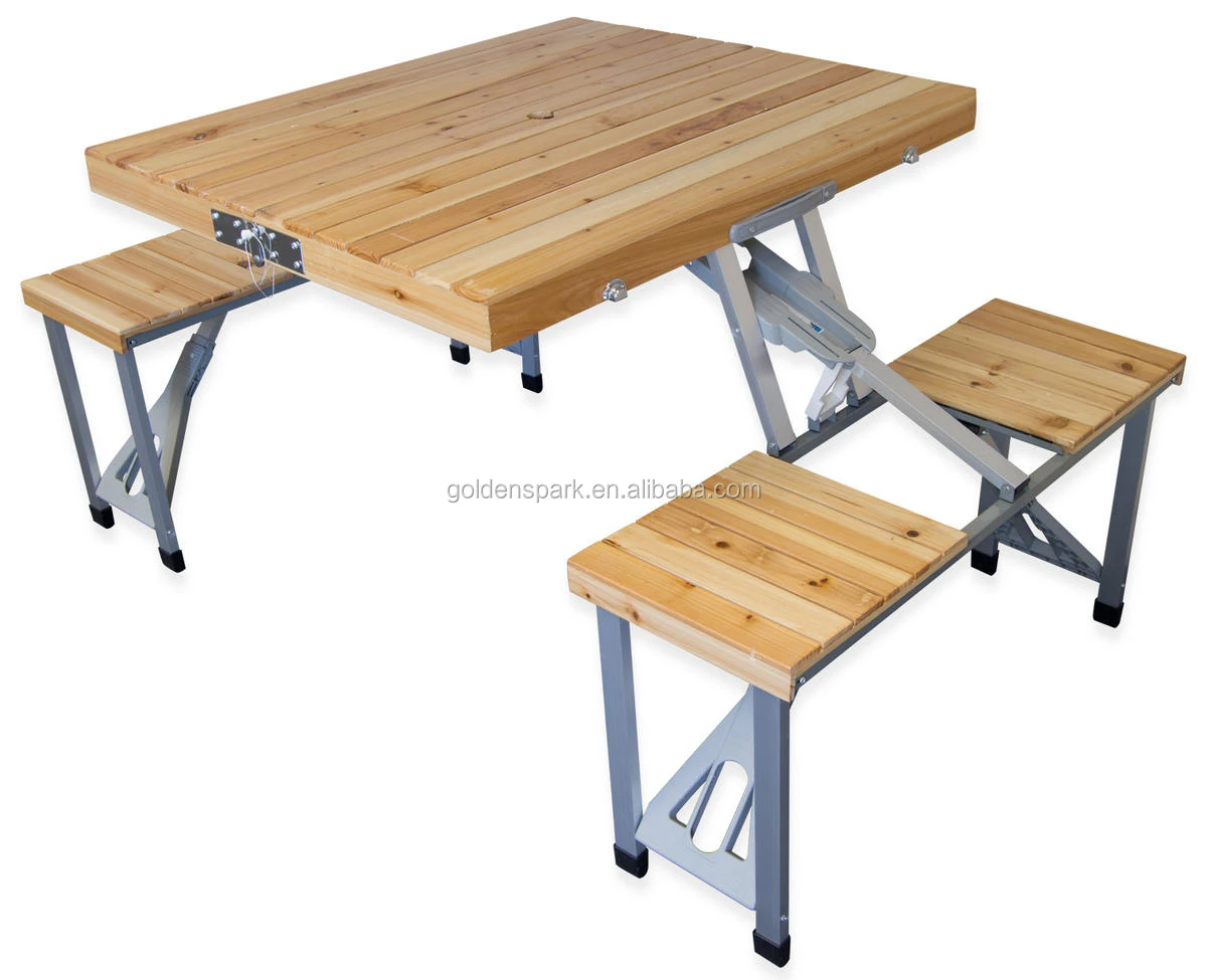 Portable Wooden Outdoor Garden Camping Suitcase Folding Picnic Table With 4 Bench Seats Buy Folding Picnic Table 4 Seat