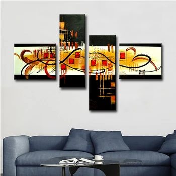 New Design 4 Panels Canvas Wall Art Group Oil Painting Wall Decorative ...