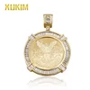 P14003 Xukim 14K Gold Round Shape 50 Pesos Mexican Coin Necklace Pendant