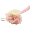 Household Long Handle Bath Brush For Body Mesh Bath Sponge Shower Puff Ball