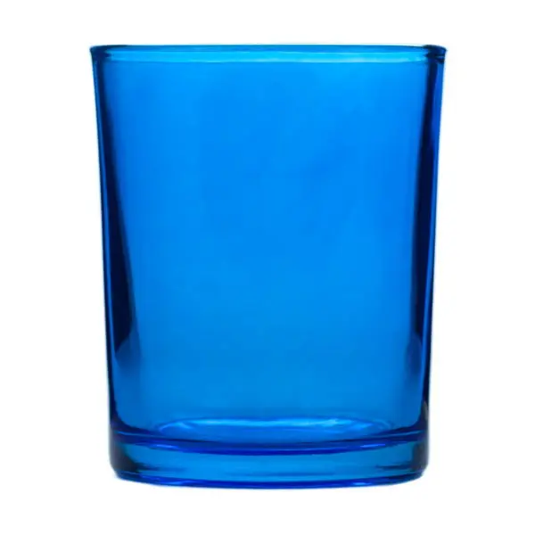 blue glass candle holder