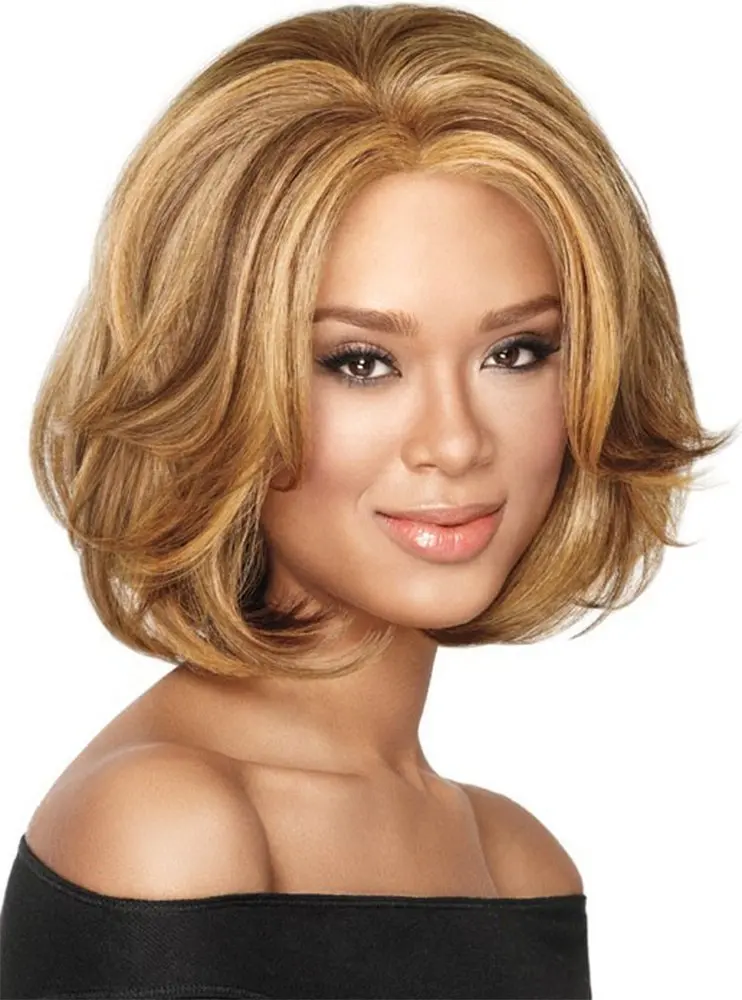 SmartFactory Short Golden Blonde Little Wavy Curly Human Hair Wig for Girls...