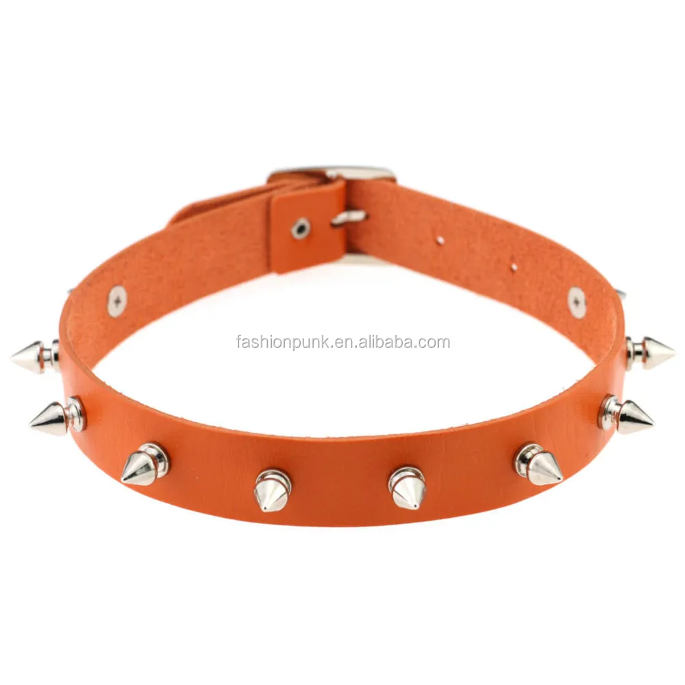 PUNK LADY GOTHIC Slave Leather Choker Chain Spike Rivet Buckle Collar NecklAWP EUR 7,10 - IT
