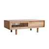 White oak Living room coffee table with grille sliding door M361