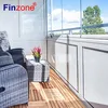 dependable frameless vertical folding glass windows used in balcony