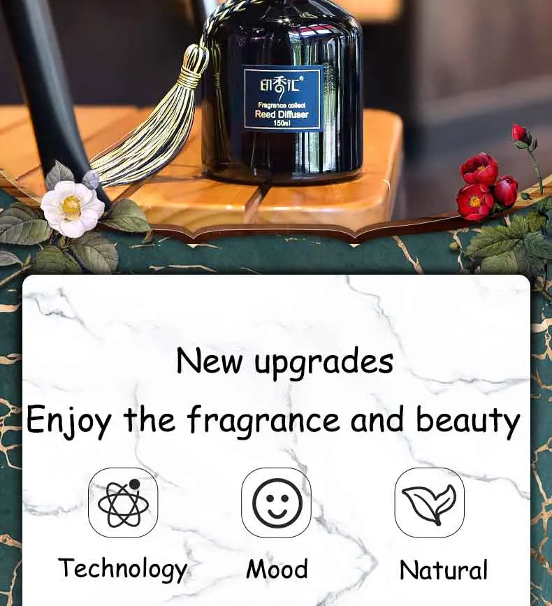 OEM 125ml luxury aroma reed diffuser with sticks and flower