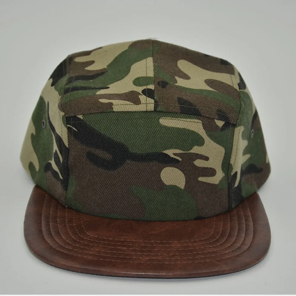 5 panel cap leather strap