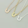 Stainless Steel Minimalist Jewelry Horseshoe Pendant Charm Necklace Silver/Rose Gold/Gold Plated Christmas Gift Idea