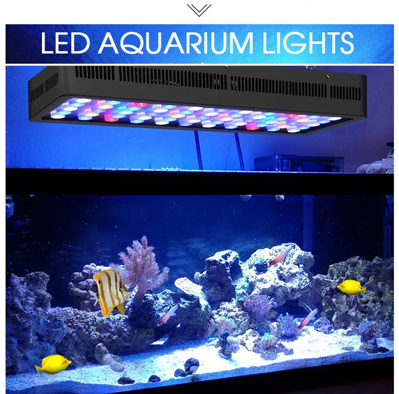 WILLS Newest 165W LED Aquarium Light Full Spectrum Dimmable Lighting Lamp for Coral Reef Fish Tank Freshwater & Saltwater 