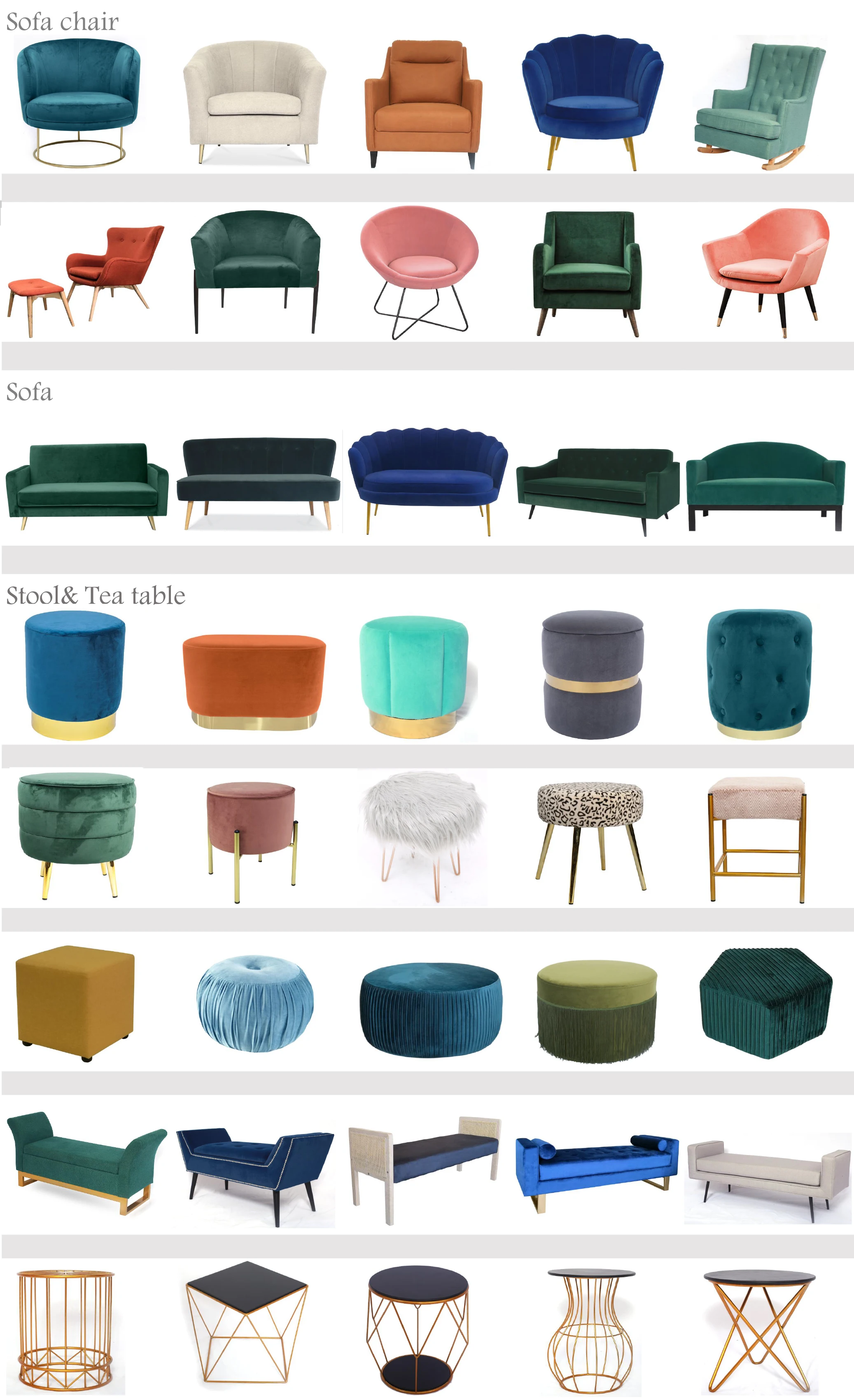 Hot Selling Indoor Living Room Furniture Long Fabric Upholstered Bench