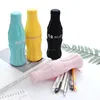 2018 new creative novelty soda pop cola drink bottle shaped soft silicone rubber pencil box pencil case