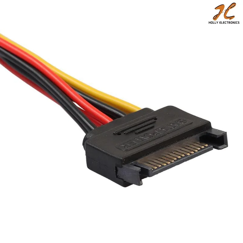 15pin Sata Male To 4pin Ide Molex Female + Sata Female Power Cable Cord