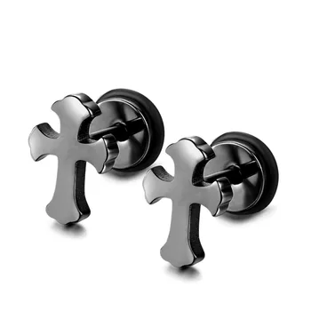 Vintage Cross Black Men Stainless Steel Studs Earrings Mens Womens Vintage Cross Black Men Stainless Steel Studs Earrings Mens Womens Celtic