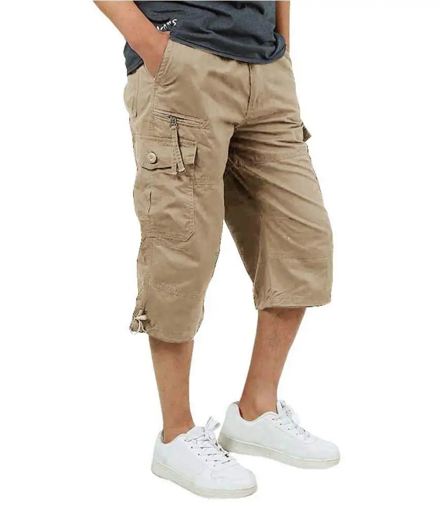 UUYUK Men Cotton Loose Cargo Pant Big Tall Casual Solid Pants