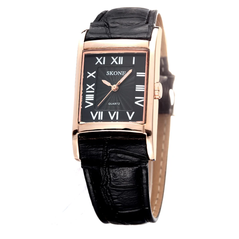 mens watch leather band square face
