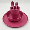 Environment Friendly Renewable toxic-free bamboo fiber tableware 5 pcs