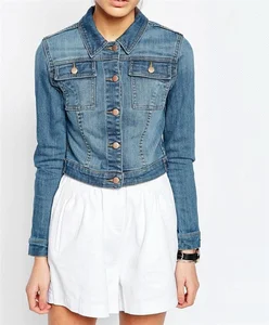 Royal wolf denim garment manufacturer blue vintage wash cropped jacket ladies denim jacket bangladesh Royal wolf denim garment manufacturer blue vintage wash cropped jacket ladies denim jacket bangladesh