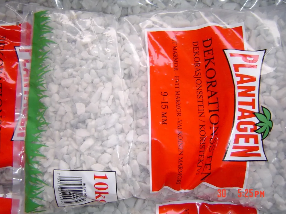 white crushed stone packing