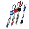 Secure metal clip retractor retractable reel badge carabiner hook ball pen with 4 color refill
