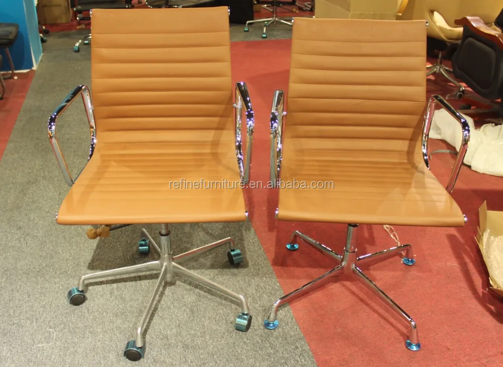 Modern Brown Leather Swivel Office Chairs No Wheels Rf-s072h - Buy