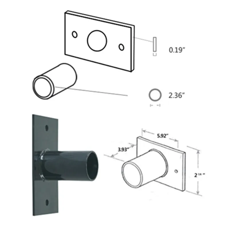 Factory Supply 5" Square Pole Bracket,Carbon Steel,Gloss Bronze Buy Horizontal Tenon Midpole