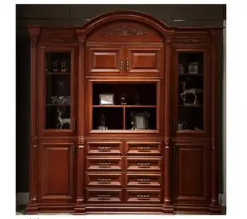 Classic Design Red Solid Wood Bookcases With Doors For Home Buy
