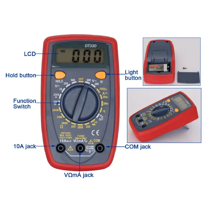 Digital Multimeter Dt33d Small Multimeter With Backlight - Buy Small ...