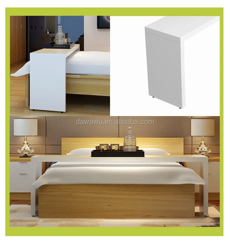 White High Gloss Lacquering Wooden Bed Table With Wheels View White High Gloss Lacquering Wooden Bed Table With Wheels
