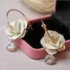 New Type Lady Exaggerated Camellia Zircon Hoop Earrings