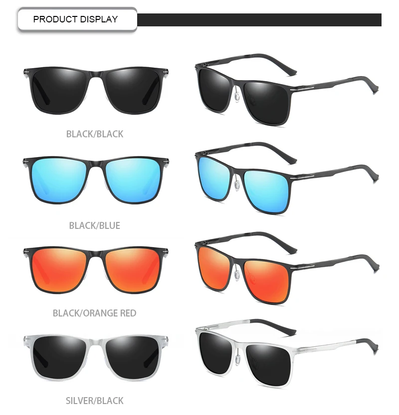 High Quality OEM Aluminum Magnesium Square Frame Polarized TAC UV400 Men Sunglasses