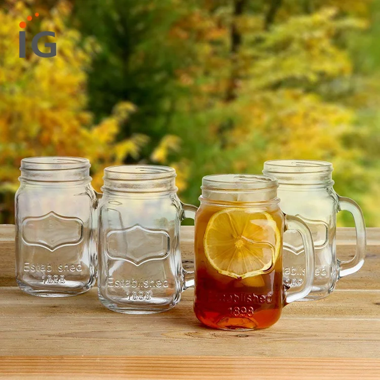 Bulk Glass Pint Jar Mugs,16 Oz. Mason Jar W/handle,Mason Jar Glass 16oz