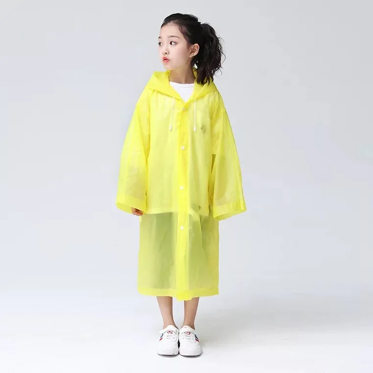 EVA transparent kid clear raincoat with black trim