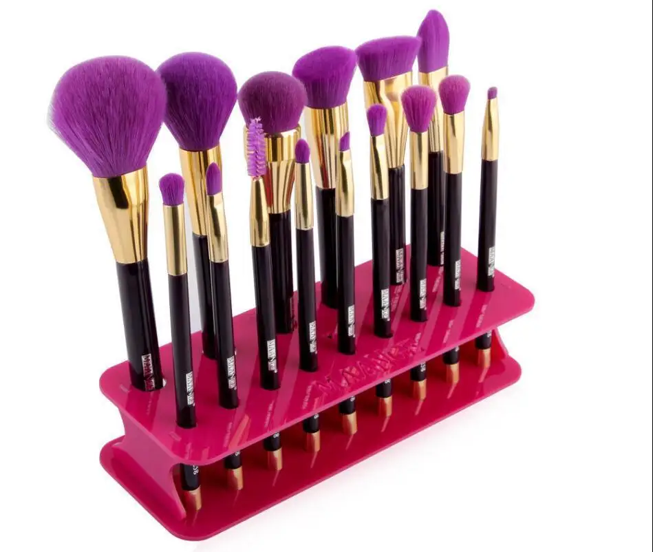 Factory Supply Pink Makeup Brush Stand Solid Color Acrylic Makeup Brush Display Rack Cosmetic