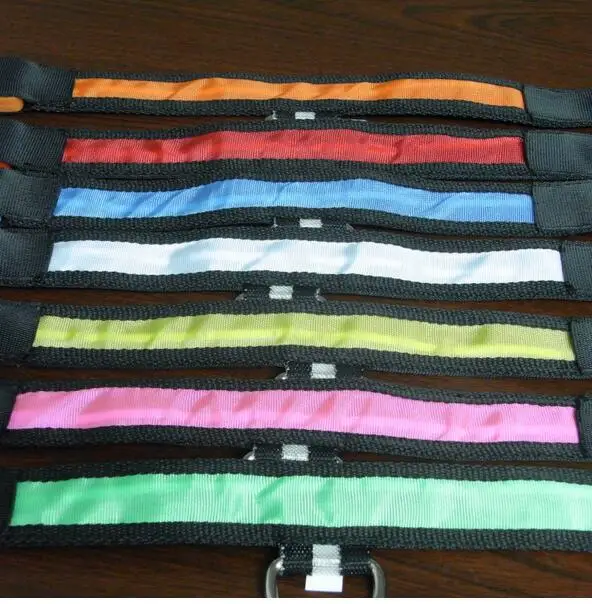 high quality DIY sexy zebra stripe multicolor nylon led pet cat dog collar lights dog led collar light
